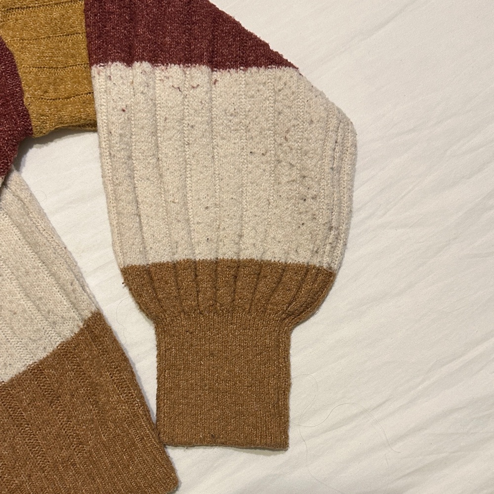 Pink Rose Mustard Burgundy Cream Tan Cardigan - Picture 4 of 6